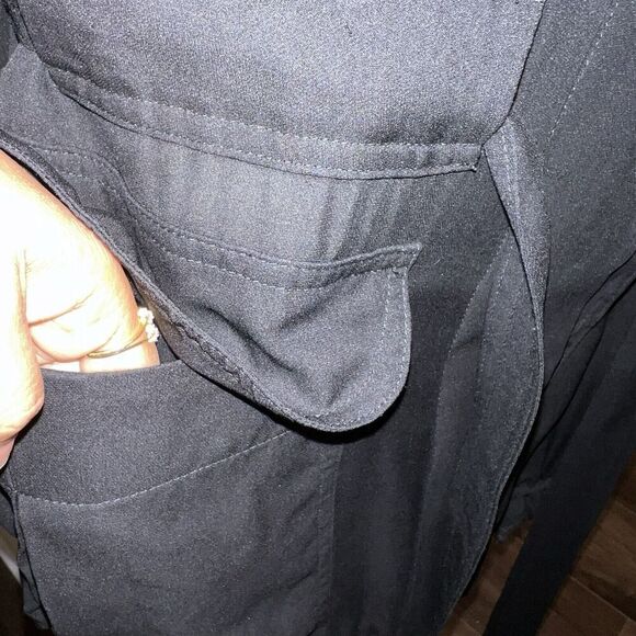 A.L.C. Black Jacket Silk Sheer Hood Zip Utility Coat Slouchy Belt Women’s - Picture 6 of 14